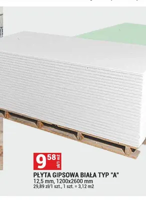 Płyta gipsowa biała typ A promocja w Merkury Market