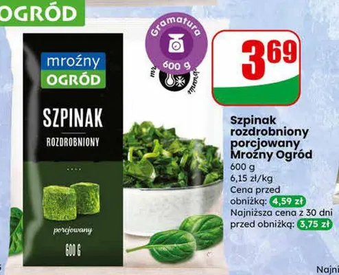 Szpinak rozdrobniony porcjowany promocja w Dino
