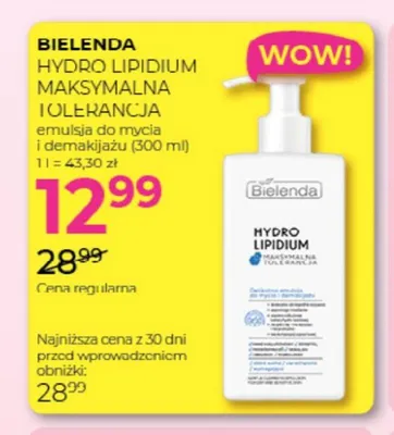 Emulsja do mycia i demakijażu Bielenda Hydro Lipidium Maksymalna Tolerancja promocja w Drogerie Jawa