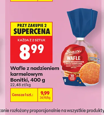 Wafle z nadzieniem karmelowym Bonitki promocja w Biedronka