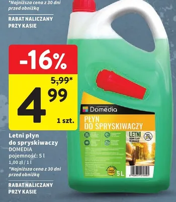 Letni płyn do spryskiwaczy Domedia promocja w Intermarche