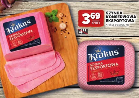 Szynka konserwowa eksportowa Krakus promocja w Stokrotka