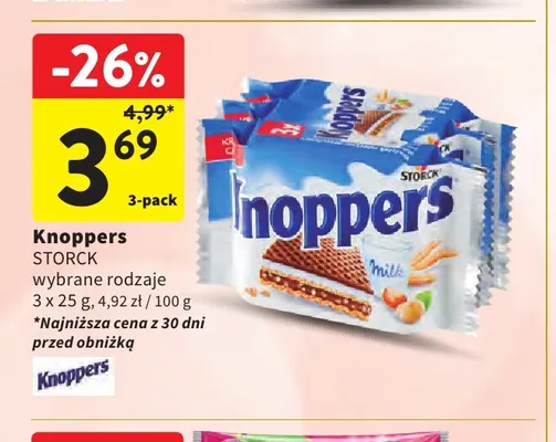 Wafelki Knoppers 3-pak promocja w Intermarche