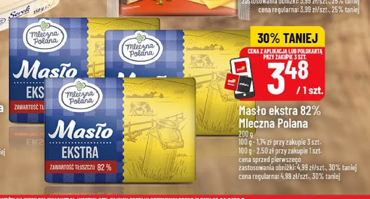 Masło ekstra Mleczna Polana 82% promocja w POLOmarket