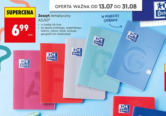 Zeszyt tematyczny Oxford A5/60 do fizyki promocja w Biedronka