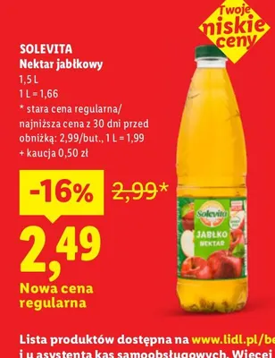 Nektar jabłkowy Solevita promocja w Lidl