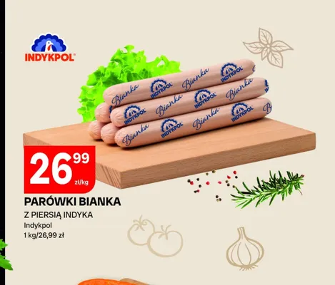 Parówki Bianka z piersią indyka Indykpol promocja w Chorten