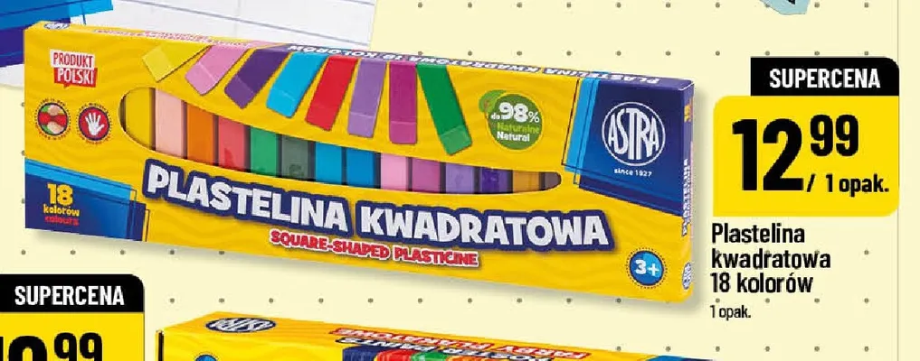 Plastelina kwadratowa 18 kolorów Astra promocja w POLOmarket