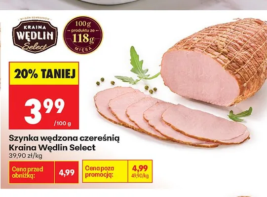 Szynka wędzona czereśnią Kraina Wędlin Select promocja w Biedronka