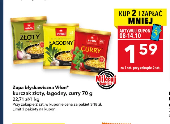Zupa błyskawiczna Vifon kurczak złoty promocja w LEWIATAN