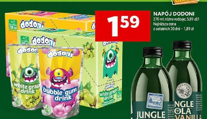 Napój dodoni white grape drink, bubble gum drink promocja w Stokrotka