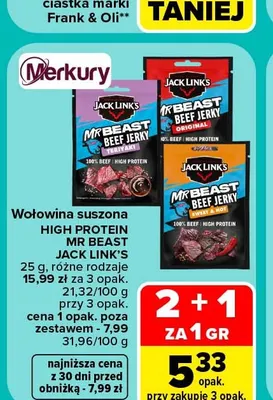 Wołowina suszona High Protein Mr Beast Teriyaki Jack Link's promocja w Carrefour