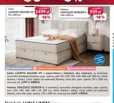 Łóżko Laurita Square KP 90x200 cm promocja w Salony Agata