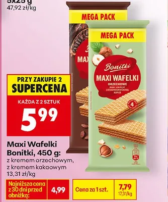 Wafelki maxi z kremem kakaowym promocja w Biedronka