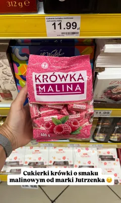 Cukierki krówki malinowe Jutrzenka Dobre Miasto promocja w Dino