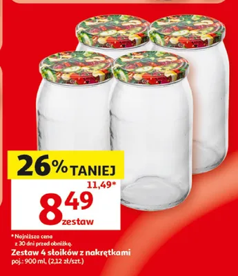 Zestaw 4 słoików z nakrętkami promocja w Auchan