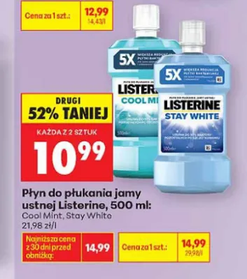 Płyn do płukania jamy ustnej Listerine Cool Mint promocja w Biedronka