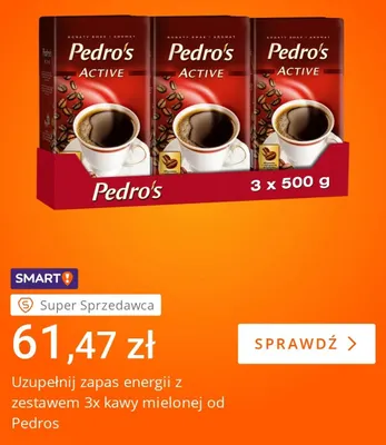 Kawa mielona Pedro's Active 3-pak 500 g promocja w Allegro