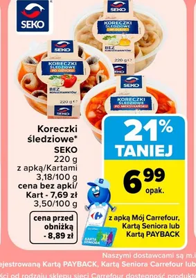 Koreczki śledziowe w oleju Seko promocja w Carrefour