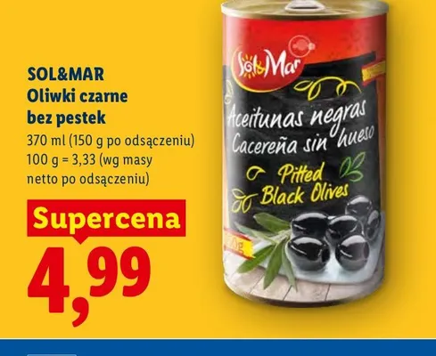 Oliwki czarne bez pestek Sol & Mar promocja w Lidl