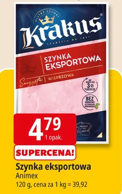 Szynka eksportowa wieprzowa Krakus promocja w Leclerc