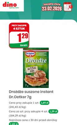 Drożdże suszone instant promocja w Dino