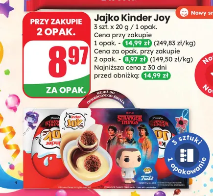 Jajko Kinder Joy 3-pak 20g promocja w Dino