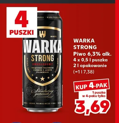 Piwo Warka Strong 6,3% 4-pak promocja w Kaufland