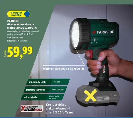 Akumulatorowa lampa ręczna LED, 20V, 2500lm promocja w Lidl