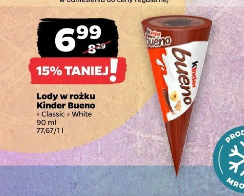 Lody w rożku Kinder Bueno Classic promocja w Netto