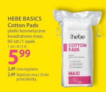 Płatki kosmetyczne bawełniane maxi Cotton Pads promocja w Hebe