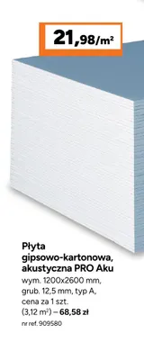 Płyta gipsowo-kartonowa akustyczna Pro Aku Rigips promocja w Bricoman