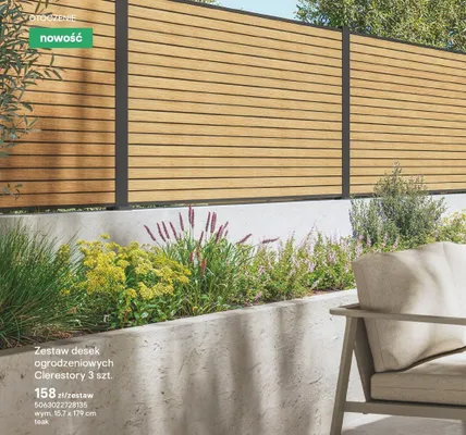 Zestaw desek ogrodzeniowych Clerestory teak promocja w Castorama