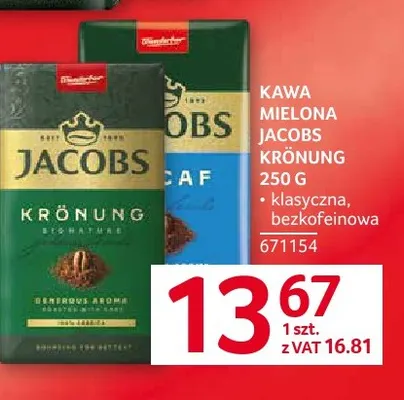 Kawa mielona Jacobs Krönung bezkofeinowa promocja w Selgros