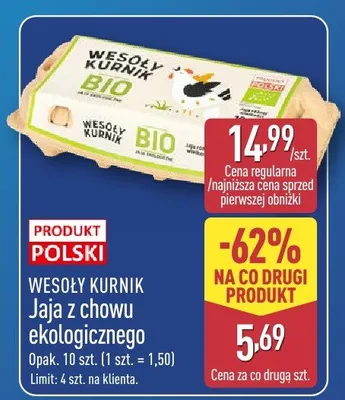 Jaja z chowu ekologicznego promocja w Aldi