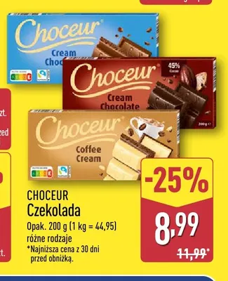 Czekolada Cream Chocolate 45% Cacao Choceur promocja w Aldi