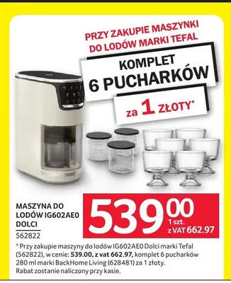 Maszyna do lodów Tefal IG602AE0 Dolci promocja w Selgros