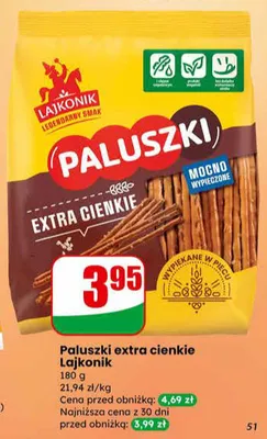 Paluszki extra cienkie Lajkonik promocja w Dino
