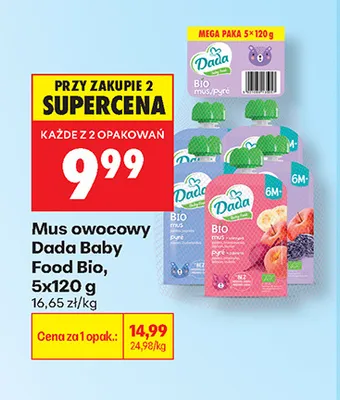 Mus owocowy Dada Baby Food Bio 5-pak promocja w Biedronka