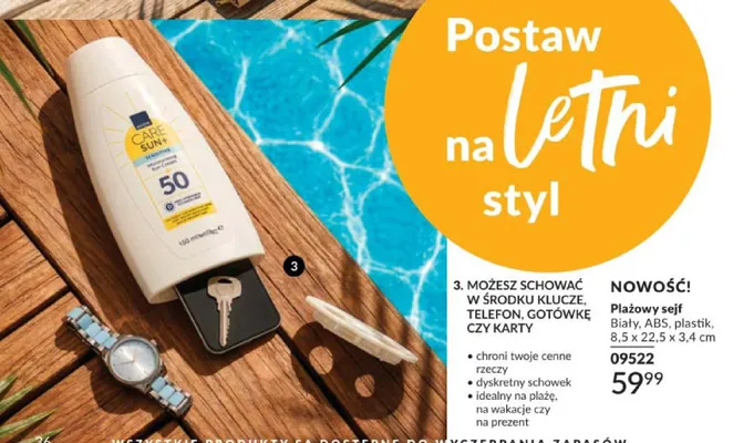 Plażowy sejf Biały ABS plastik 8,5x22,5x3,4cm promocja w AVON