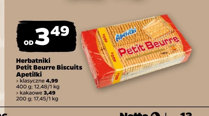 Herbatniki Petit Beurre Biscuits klasyczne Apetilki promocja w Netto
