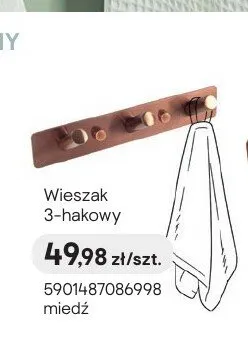 Wieszak 3-hakowy Harmony miedź promocja w Castorama