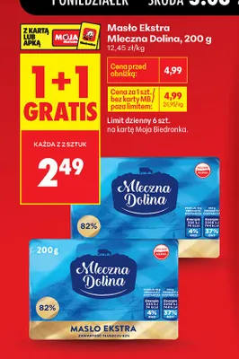 Masło Ekstra Mleczna Dolina promocja w Biedronka