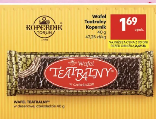 Wafel Teatralny Kopernik w czekoladzie promocja w Delikatesy Centrum