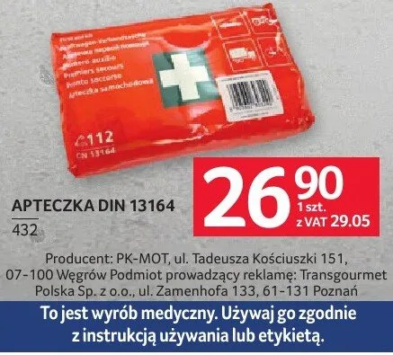 Apteczka APTECZKA DIN 13164 promocja w Selgros