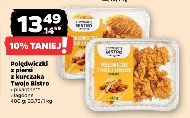 Polędwiczki z piersi z kurczaka łagodne Twoje Bistro promocja w Netto