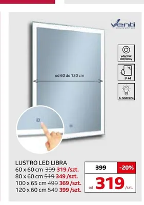 Lustro LED Venti Libra 60x60 cm promocja w Komfort