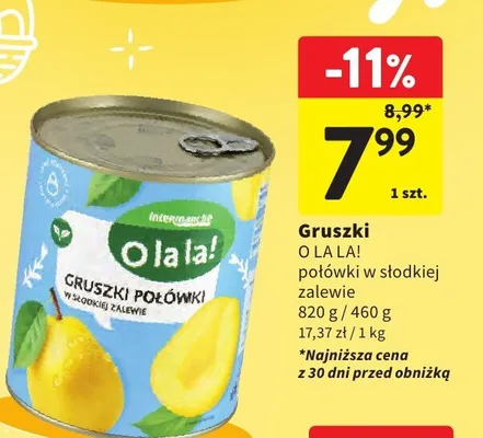 Gruszki połówki w słodkiej zalewie promocja w Intermarche