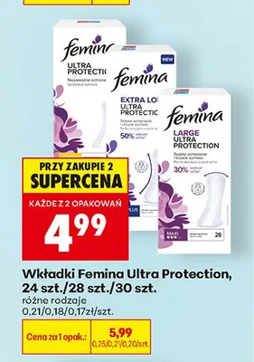 Wkładki higieniczne Femina Ultra Protection promocja w Biedronka