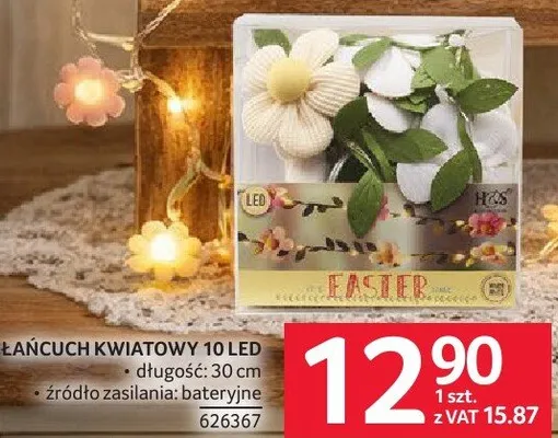Łańcuch kwiatowy 10 LED długość 30 cm zasilanie bateryjne promocja w Selgros